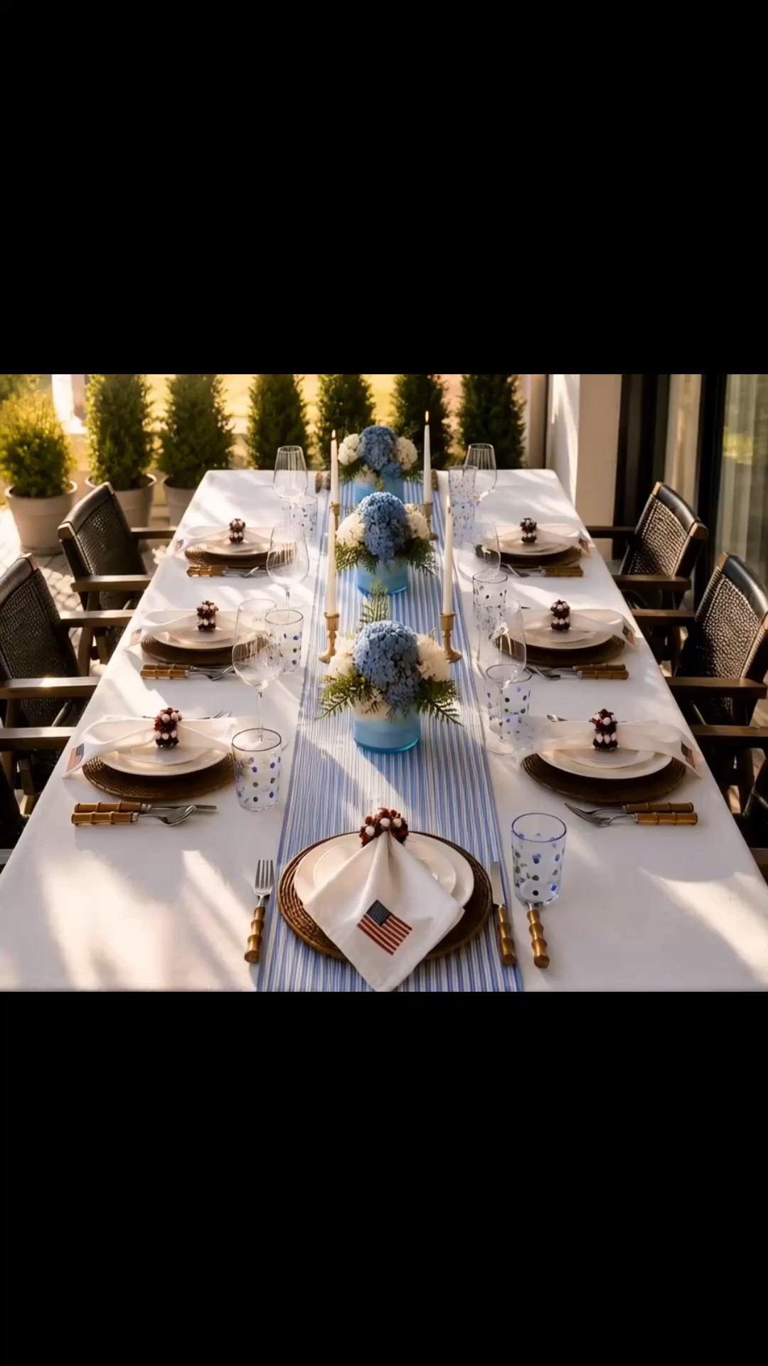 A refined take on a Fourth of July tablescape. 🇺🇸✨

I love how a crisp white tablecloth, woven chargers, soft blue accents, and classic red, white, and blue details create an elegant, elevated look that’s festive without feeling overdone. A timeless table you’ll enjoy all summer long.#4thofJuly #Tablescape #OutdoorDining #SummerEntertaining #BlueAndWhite #TableDecor #LinenTablecloth #PatrioticDecor #ElegantHome

#LTKHome #LTKHome #LTKSaleAlert