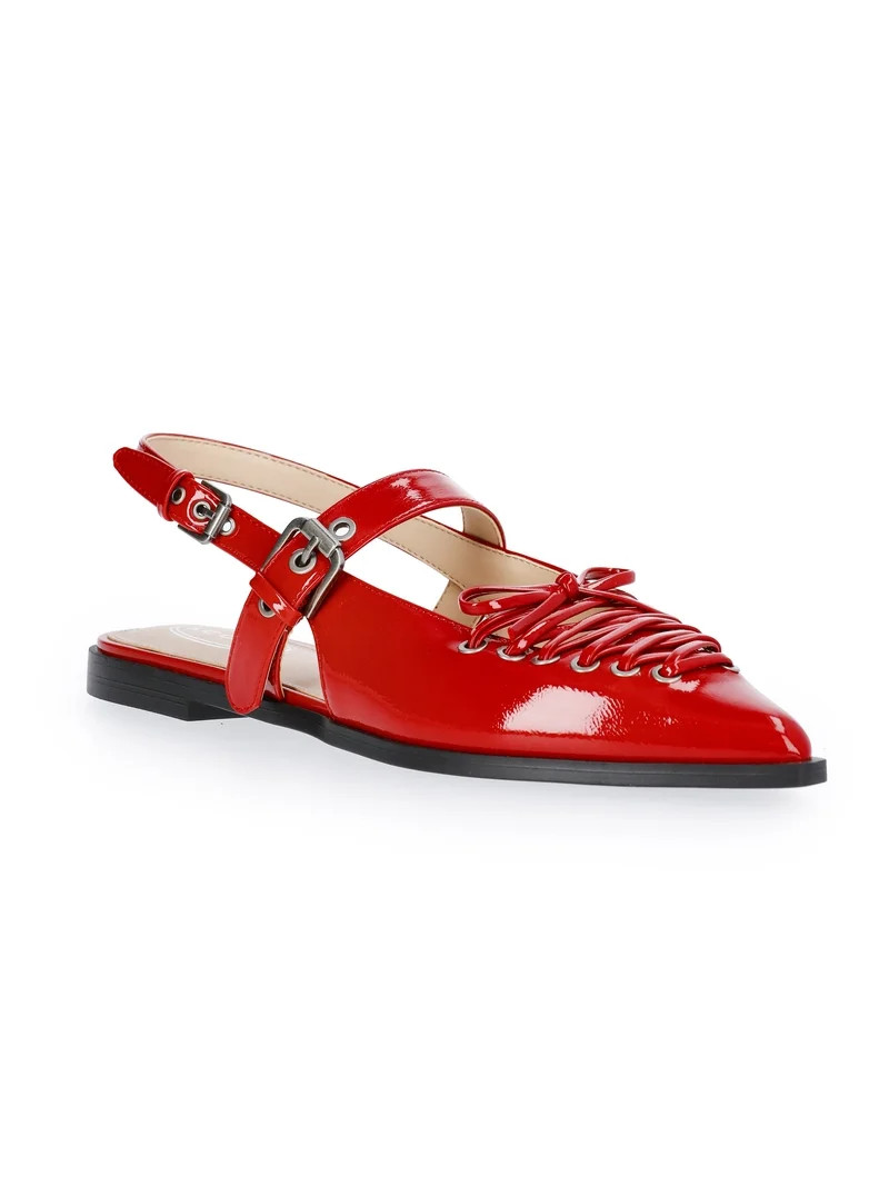 Scoop Women's Patent Faux Leather Corset Flats | Walmart (US)