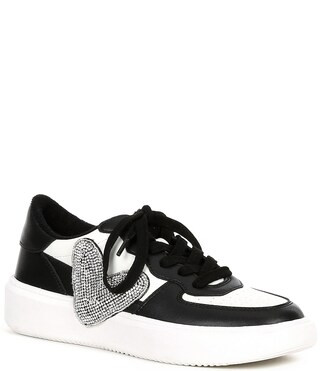 Amore Leather Rhinestone Heart Retro Platform Sneakers | Dillard's