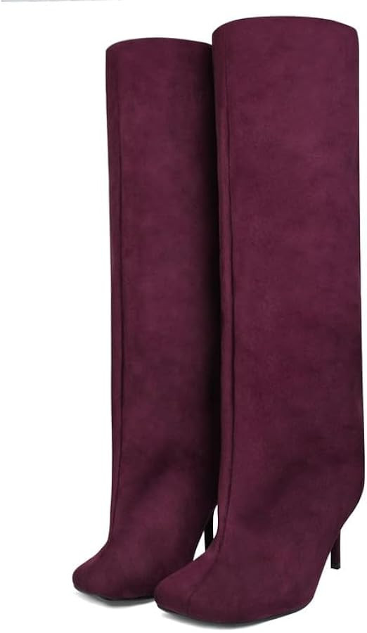 Knee High Boots Wide Calf Women Long Suede Square Toe Bootie Tall Cute Slouchy Fashion Boots Ladi... | Amazon (US)