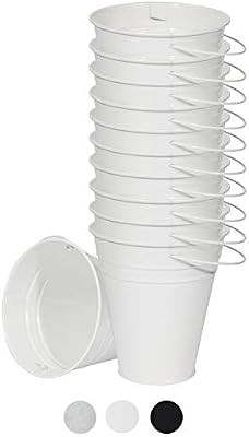 Houseables Galvanized Buckets, Metal Planter Pail, 4.5" W x 5" H,12 Pack, White, Tin, Party Suppl... | Amazon (US)