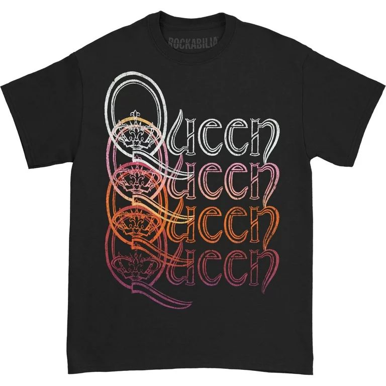 Official Queen Multi Colored Crest Repeat Short Sleeve Black Band Graphic Tee Unisex | Walmart (US)
