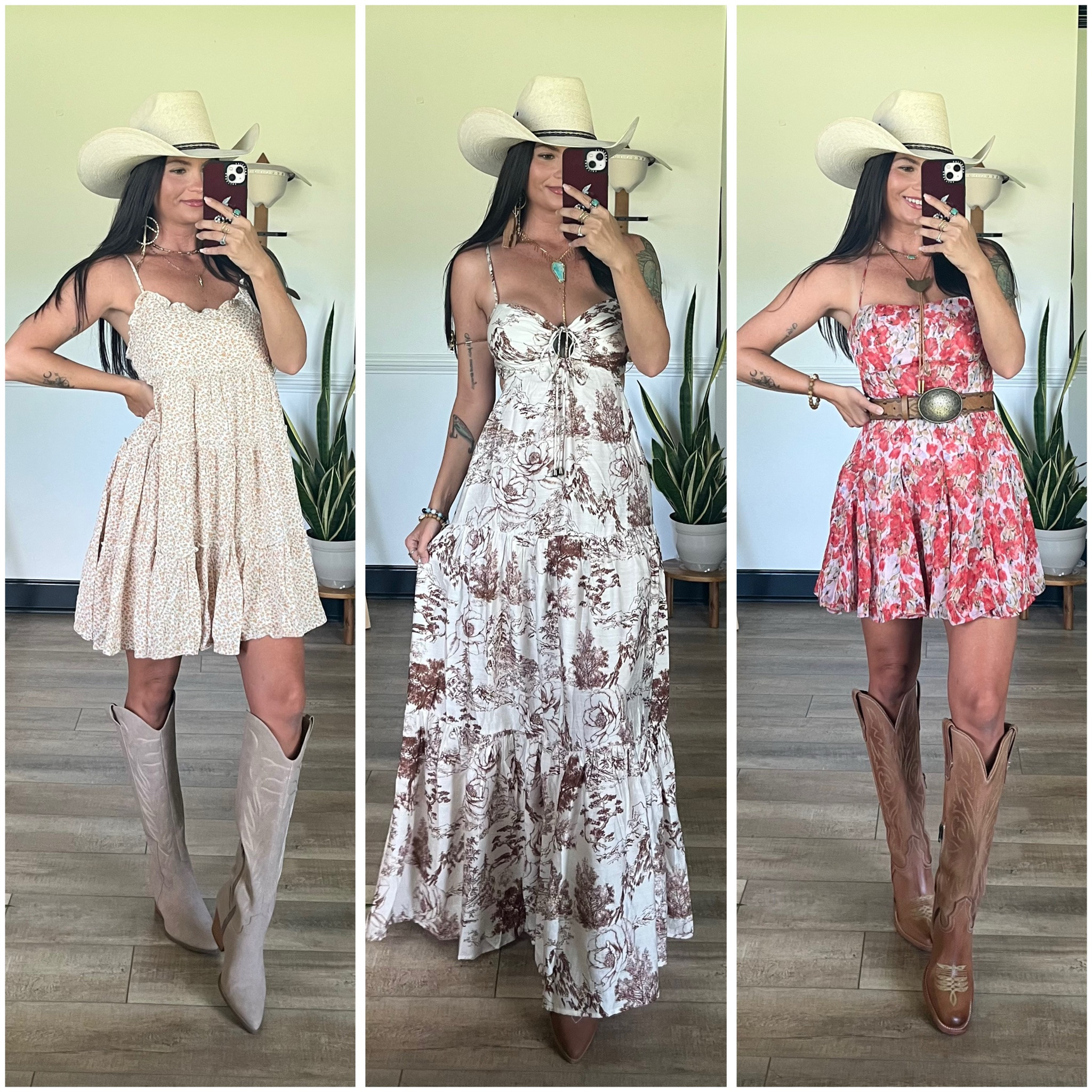 Say hello to some beautiful summer sun dresses!! If I had to pick a favorite it would probably be the maxi! All are so cute though. Peace earrings & turquoise necklace from Highway hippie code LORI10

Wearing xs in all

#LTKootd #LTKSeasonal #LTKgrwm