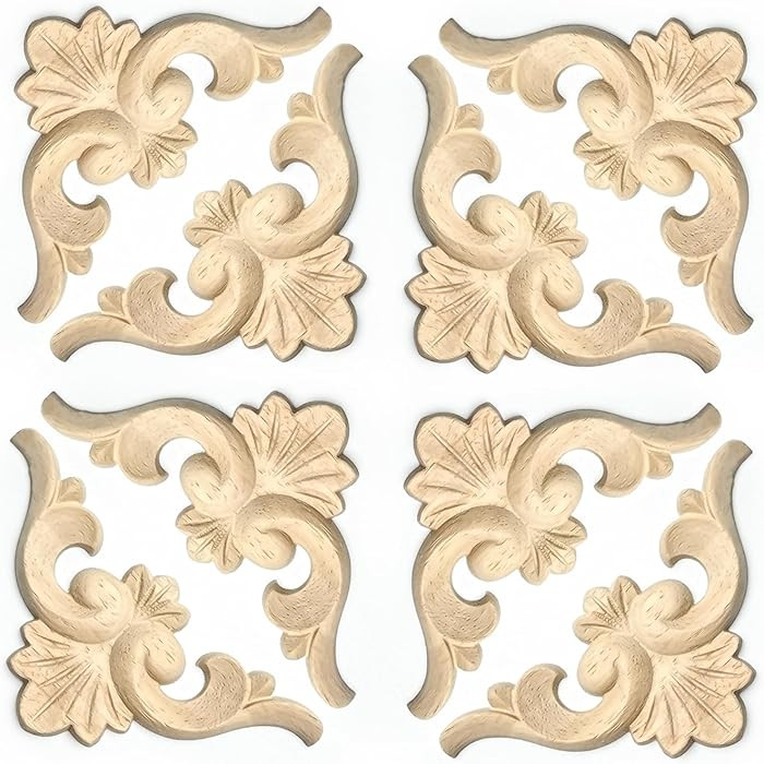 20Pack Wood Appliques and Onlays for Furniture Decorative Wood Corner Decals 3.1inch DIY Unpainte... | Amazon (US)