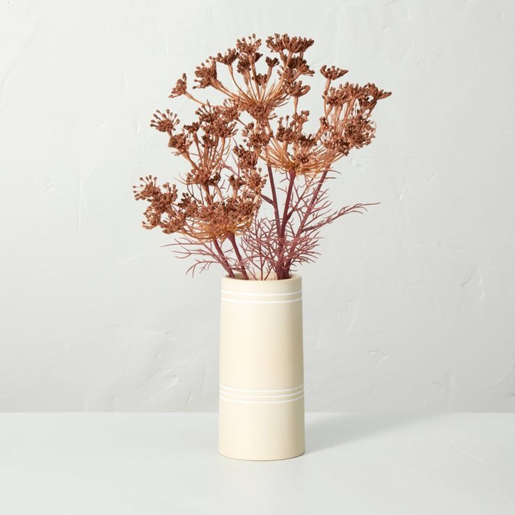 15" x 9" Faux Rusted Queen Anne's Lace Ceramic Pot Arrangement - Hearth & Hand™ with Magnolia | Target