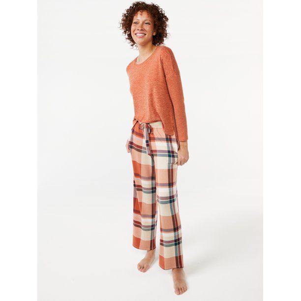 Joyspun Women's Long Sleeve Top and Pants Pajama Set, 2-Piece, Sizes up to 3X - Walmart.com | Walmart (US)