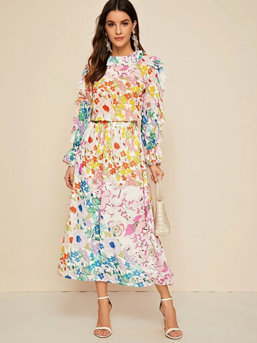 Floral Print Flared Skirt | SHEIN
