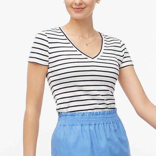 Factory: Striped Fine-rib V-neck Tee For Women | J.Crew Factory