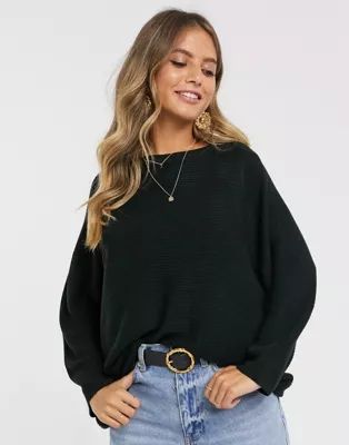 JDY ribbed sweater with crew neck in black | ASOS US