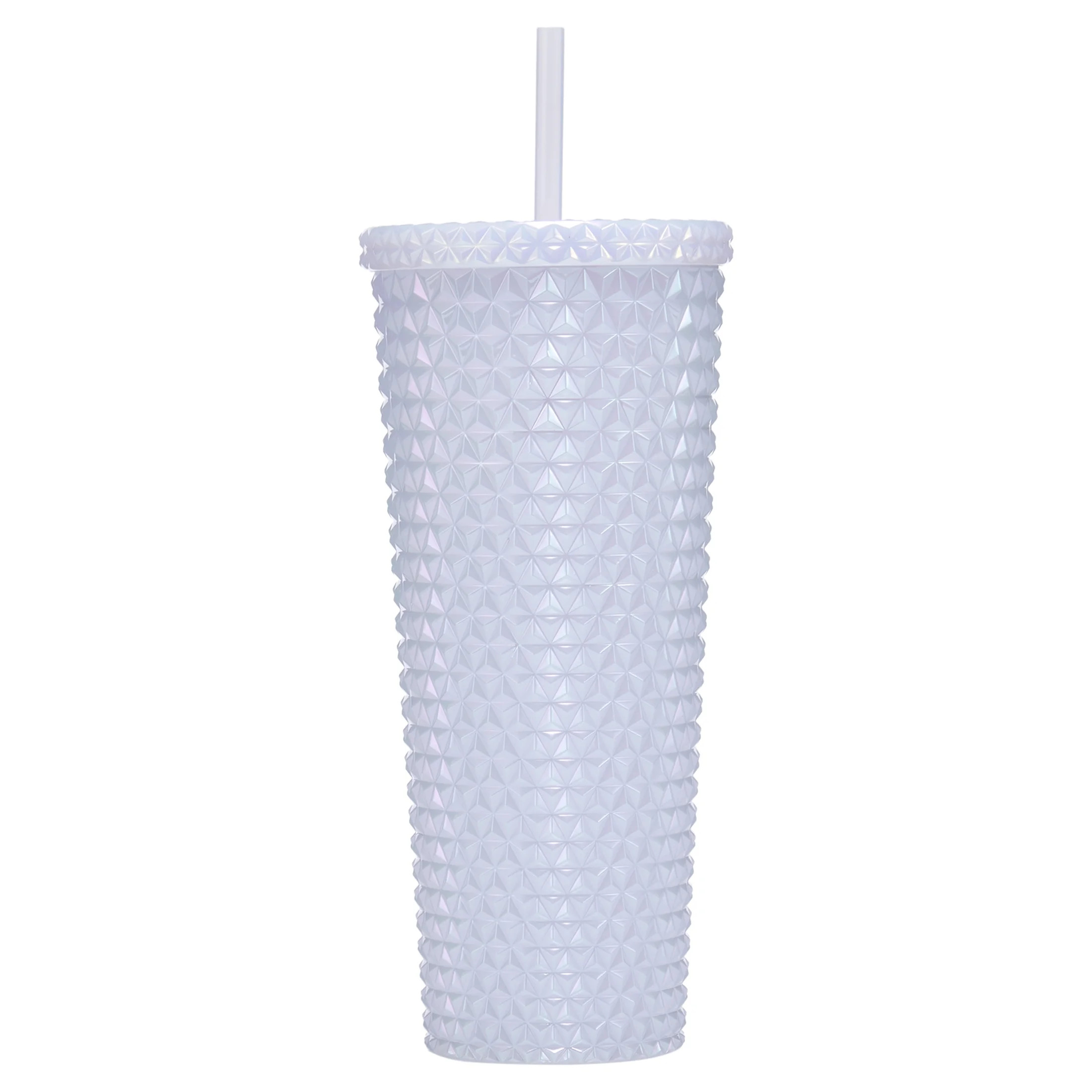 Way to Celebrate 26 fl oz Double Wall AS Plastic Textured Tumbler, Iridescent White - Walmart.com | Walmart (US)