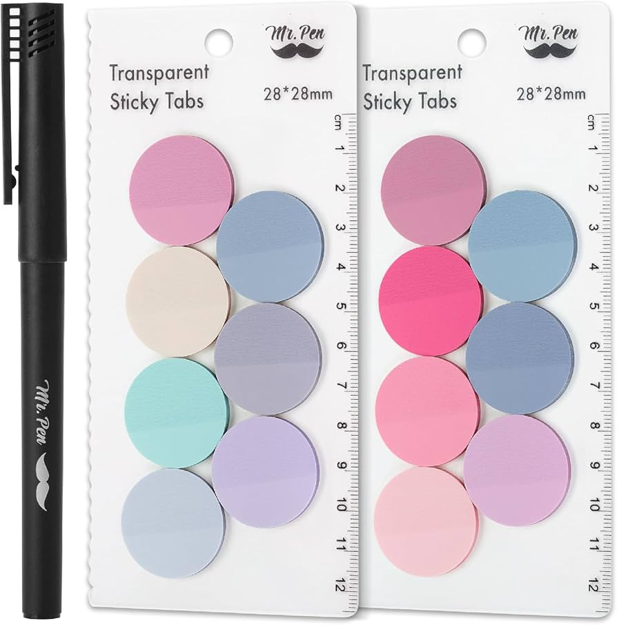Mr. Pen- Transparent Sticky Note Set, 560Sheets, Colorful, Round Transparent Sticky Notes Set | Amazon (US)