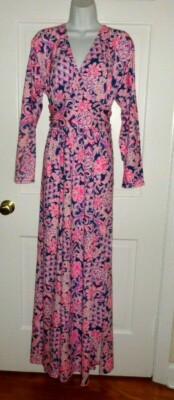 NWT LILLY PULITZER INDIGO LOVE YOU BUNCHES NICHOLA MAXI DRESS L XL | eBay US