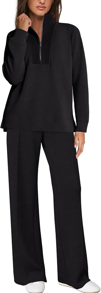 Yanekop Womens 2 Piece Tracksuit Half Zip Sweatsuits Long Sleeve Spring Matching Set Sweatshirt a... | Amazon (US)