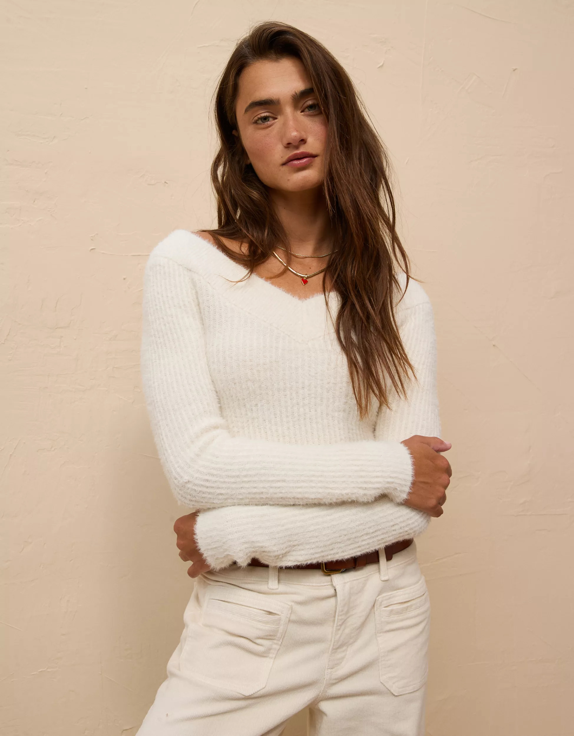 AE Cropped Open V-Neck Sweater | American Eagle Outfitters (US & CA)