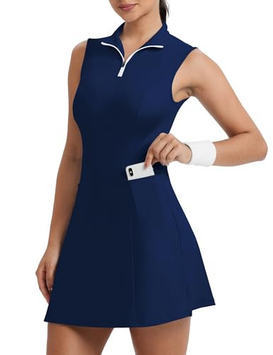 Tennis Dress Golf Dress for Women, Athletic Dress with Built in Shorts and Pockets for Sleeveless Workout Active Dresses | Amazon (US)