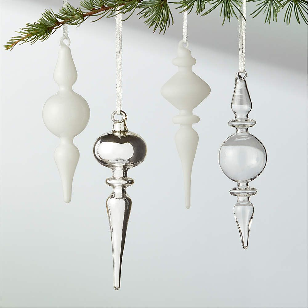 Optic White Teardrop Christmas Ornament Set of 4 + Reviews | CB2 | CB2