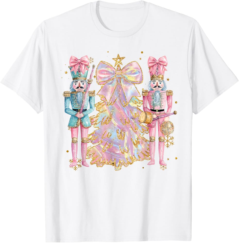 Coquette Christmas Tree Pink Nutcrackers Women Kids Girls T-Shirt | Amazon (US)
