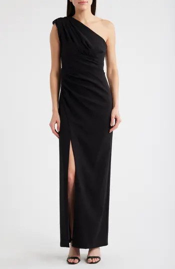 Draped One-Shoulder Crepe Gown | Nordstrom