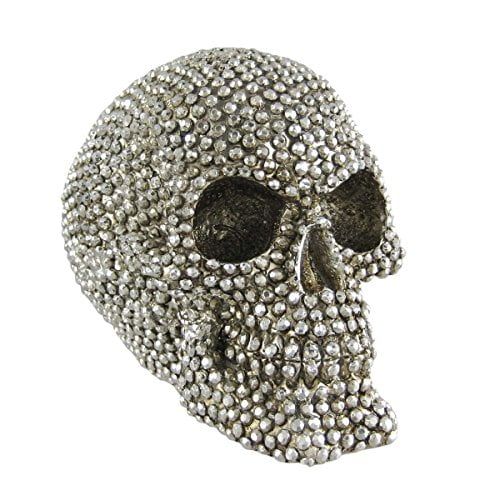 Chrome Silver Finished Gemstone Skull Statue Human Bling - Walmart.com | Walmart (US)