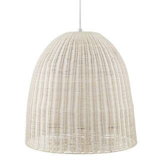 Highler 1-Light Silver Pendant with White Rattan Shade | The Home Depot