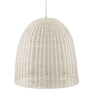 Highler 1-Light Silver Pendant with White Rattan Shade | The Home Depot