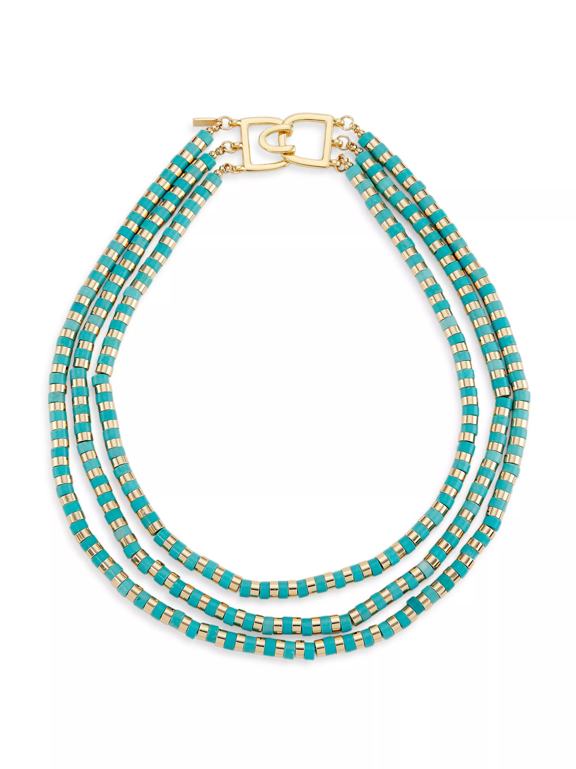 14K-Gold-Plated & Turquoise Beaded Three-Strand Nesting Necklace | Saks Fifth Avenue