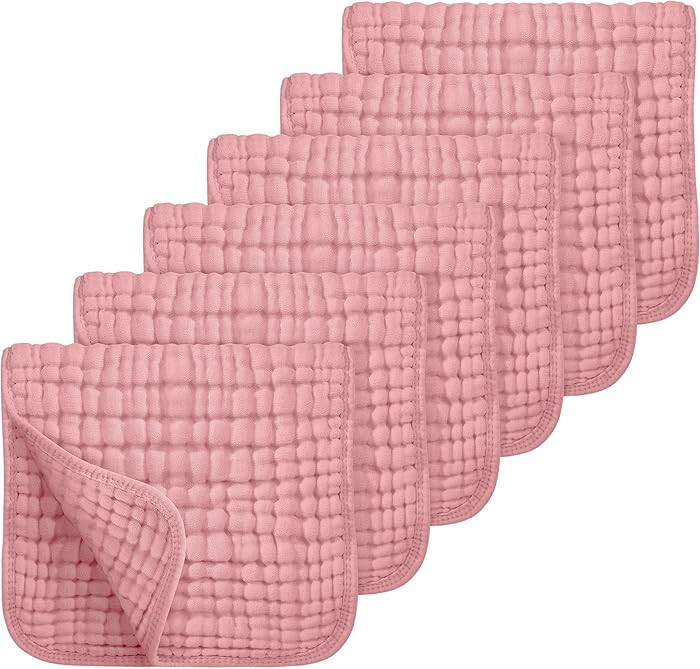 Looxii Muslin Burp Cloths Baby Girl 6 Pack - 20" x 10" - Ultra Soft & Absorbent, 6-Layer 100% Cot... | Amazon (US)