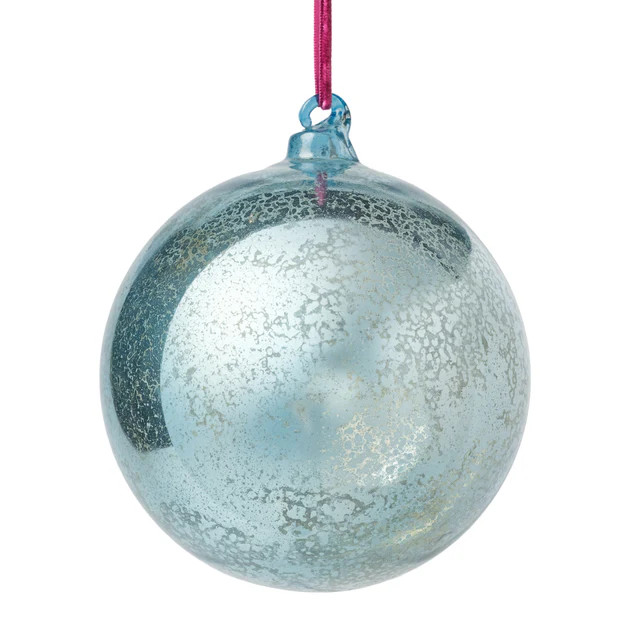 Dusty Blue Mercury Glass Ornament - Set of 6 | Cailini Coastal