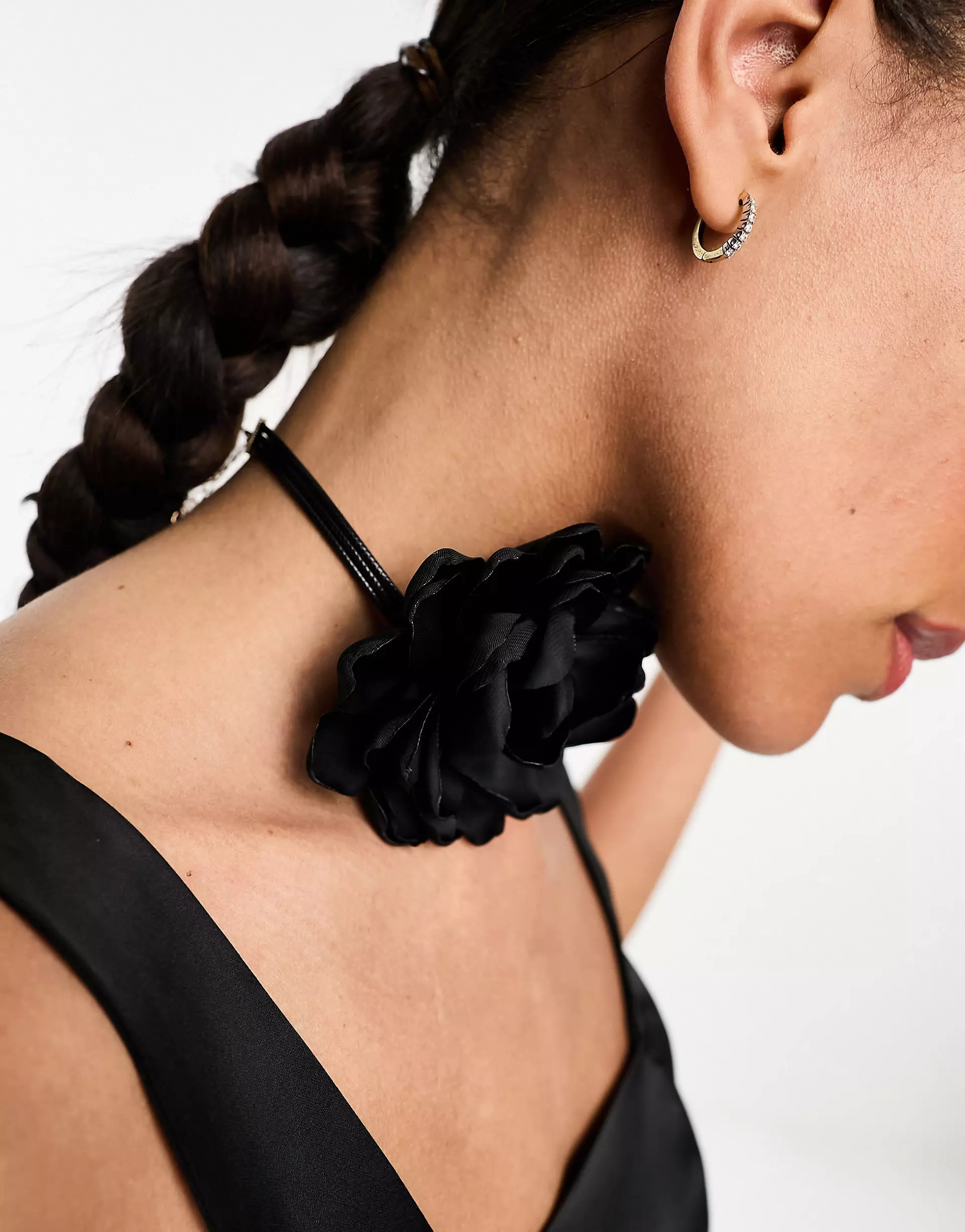 ASOS DESIGN choker necklace with corsage cording wrap detail in black | ASOS (Global)