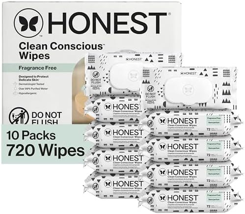 The Honest Company Baby Wipes for Sensitive Skin, Hypoallergenic, Fragrance-Free, Multi-Use, Patt... | Amazon (US)