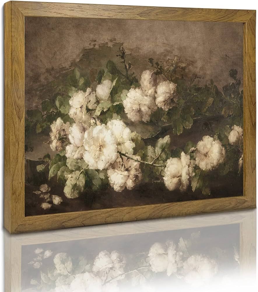 Vintage Flower Poster - Framed Still Life Wall Art Decor - Framed Canvas Prints Wall Art Home Dec... | Amazon (US)