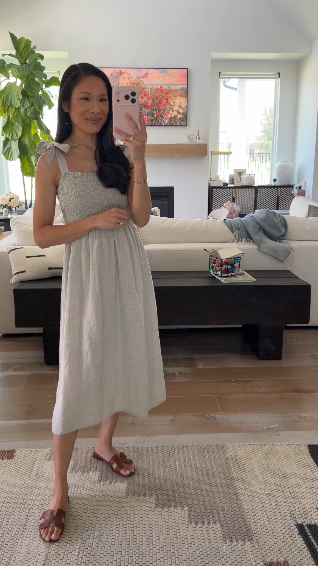 Linen dress for summer on sale for up to 50% off. Wearing size small (purchased last year when I was pregnant) and it’s very bump friendly. Good quality linen and has held up through dozens of washes. Straps you can tie yourself.

#LTKmomlife #LTKSaleAlert #LTKPetite