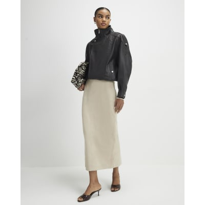 Cream Suede Seam Detail Maxi Skirt | River Island UK & IE