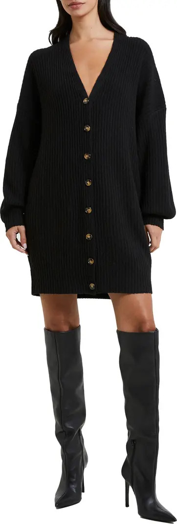 French Connection Babysoft Rib Button Front Long Sleeve Sweater Dress | Nordstrom | Nordstrom