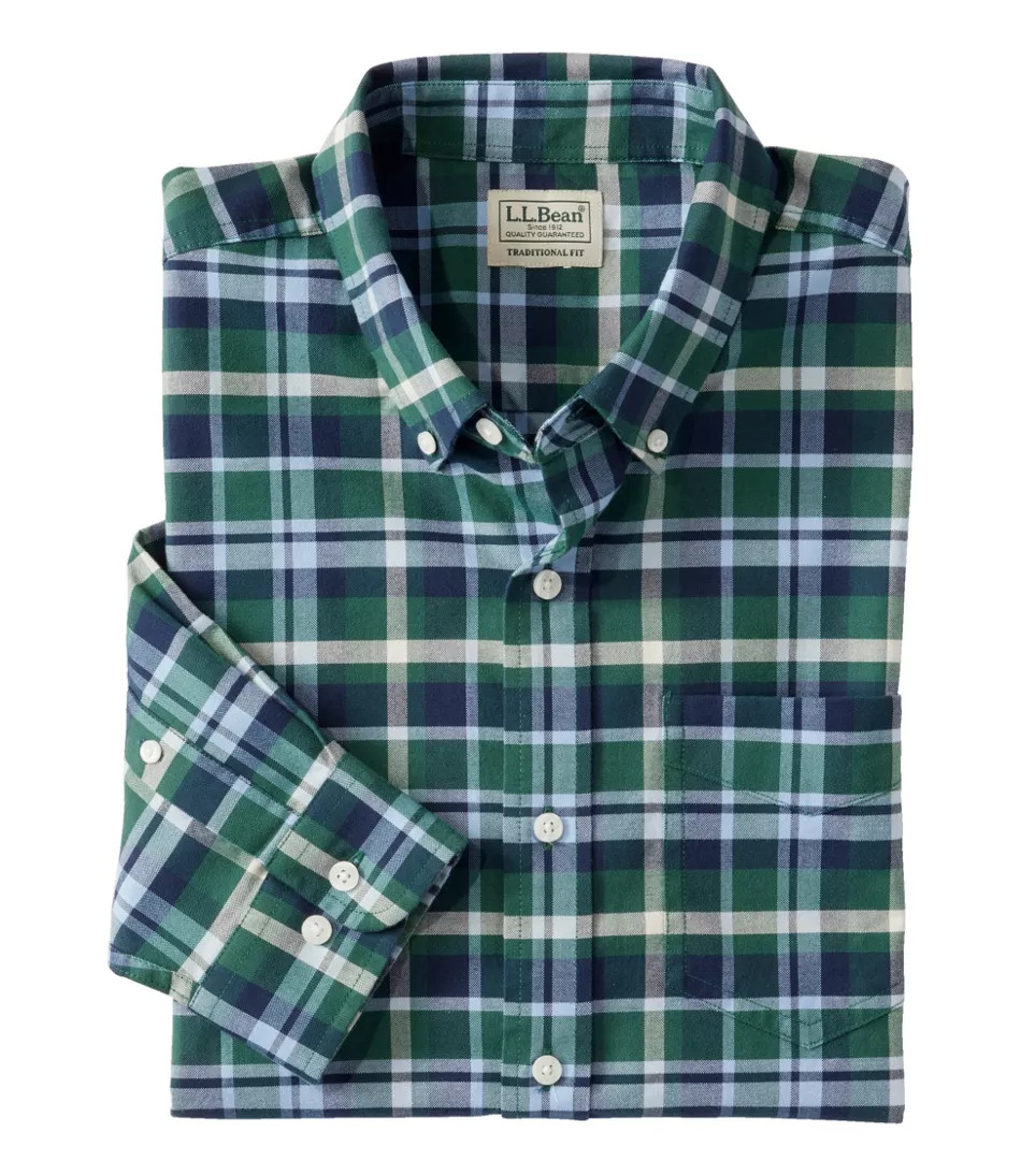 Men's Comfort Stretch® Oxford Shirt, Traditional Untucked Fit, Plaid | L.L. Bean