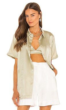 SER.O.YA Whit Silk Button Down Shirt in Sage from Revolve.com | Revolve Clothing (Global)