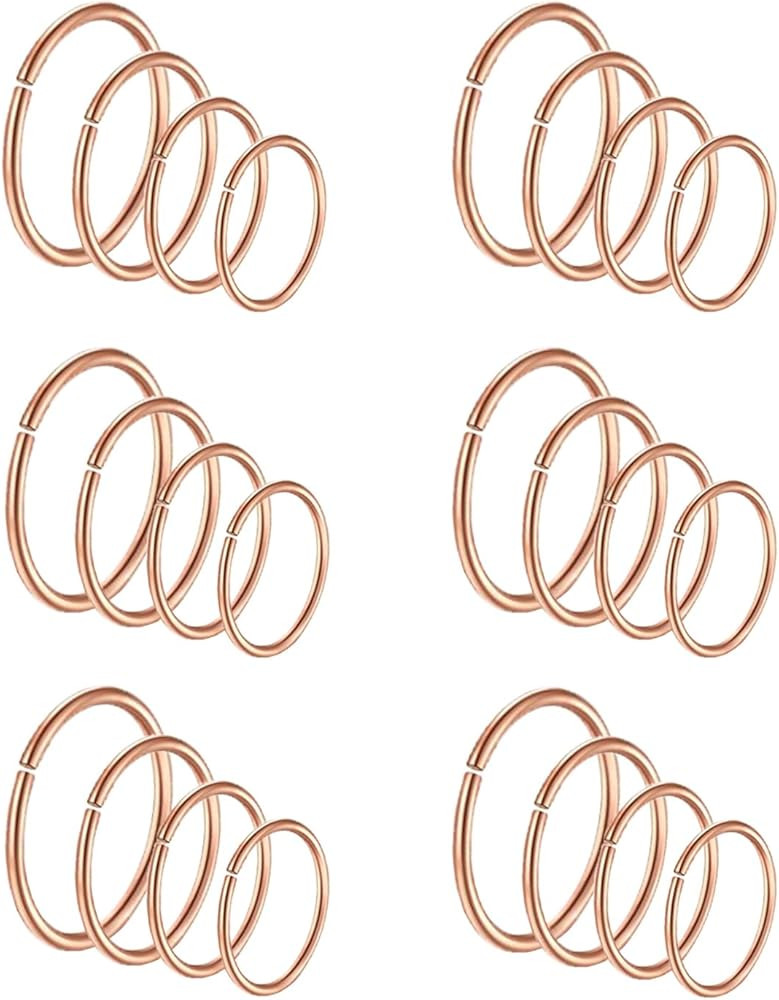 Masedy 24Pcs 20G 316L Stainless Steel Nose Rings Hoop Tragus Cartilage Helix Piercing Lip Septum ... | Amazon (US)