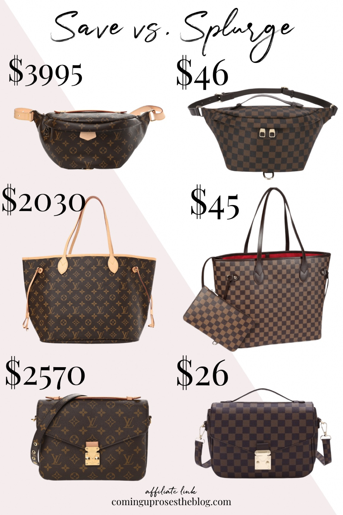 Save vs splurge on 3 popular Louis Vuitton bags and purses!

Checkered bum bag // shoulder bag // large tote bag // checkered tote bag // pochette mini // fold over crossbody bag //

#LTKunder100 #LTKSeasonal #LTKitbag