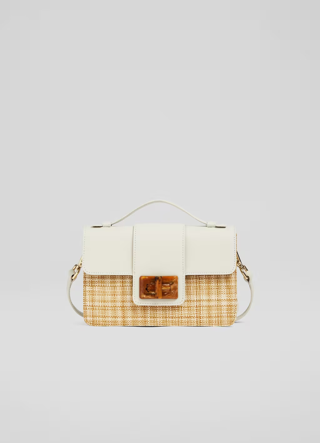 Roxy Cream Leather and Raffia Shoulder Bag | L.K. Bennett (UK)