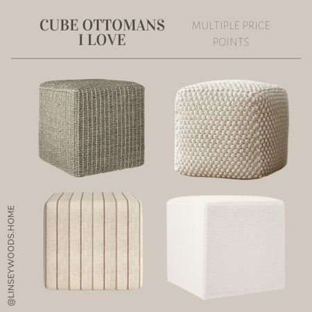 Some of my favorite cube ottoman styles for any bedroom, living room or entryway space 🤎 

Crate and barrel, Target, joss and main, Wayfair, home decor, poufs, neutral

#LTKhome #LTKsalealert