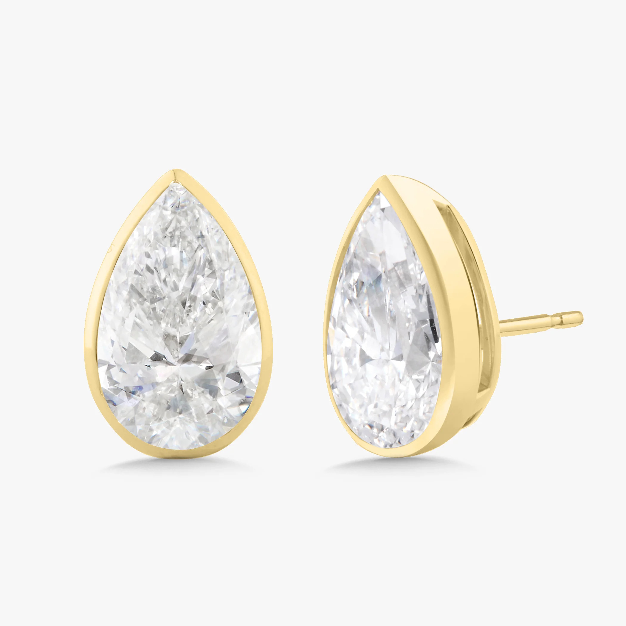 Lab Grown Bezel Set Pear Diamond Stud Earrings (10 ctw) | RW Fine Jewelry