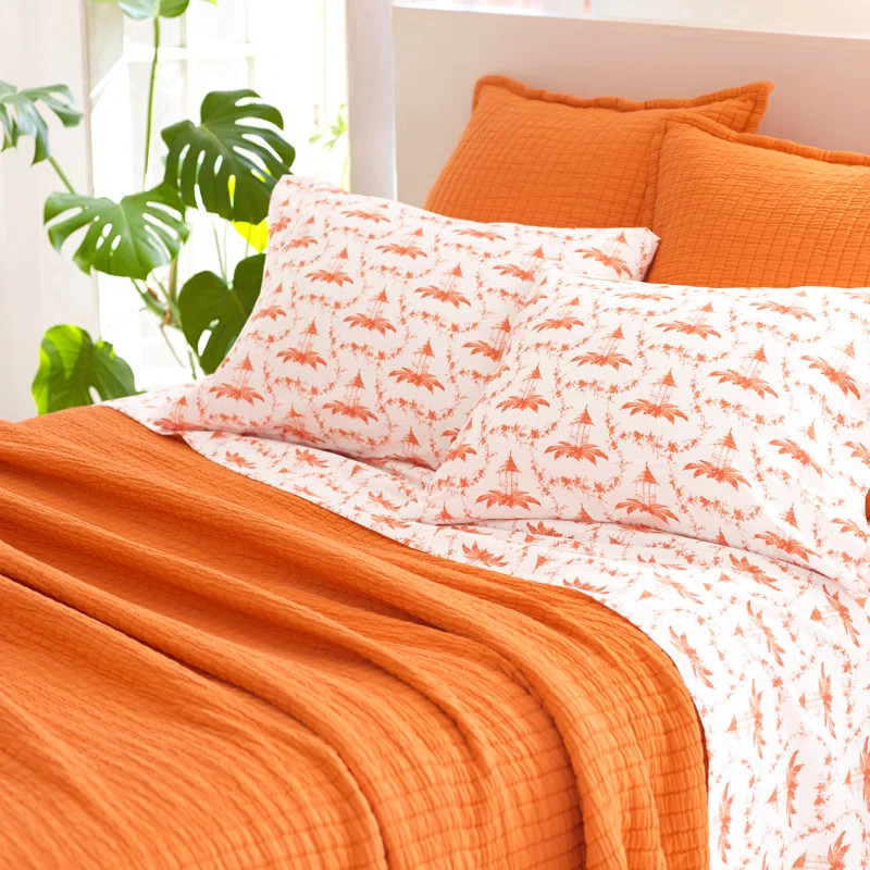 Queen Orange Boyfriend Matelasse Coverlet | Wayfair North America