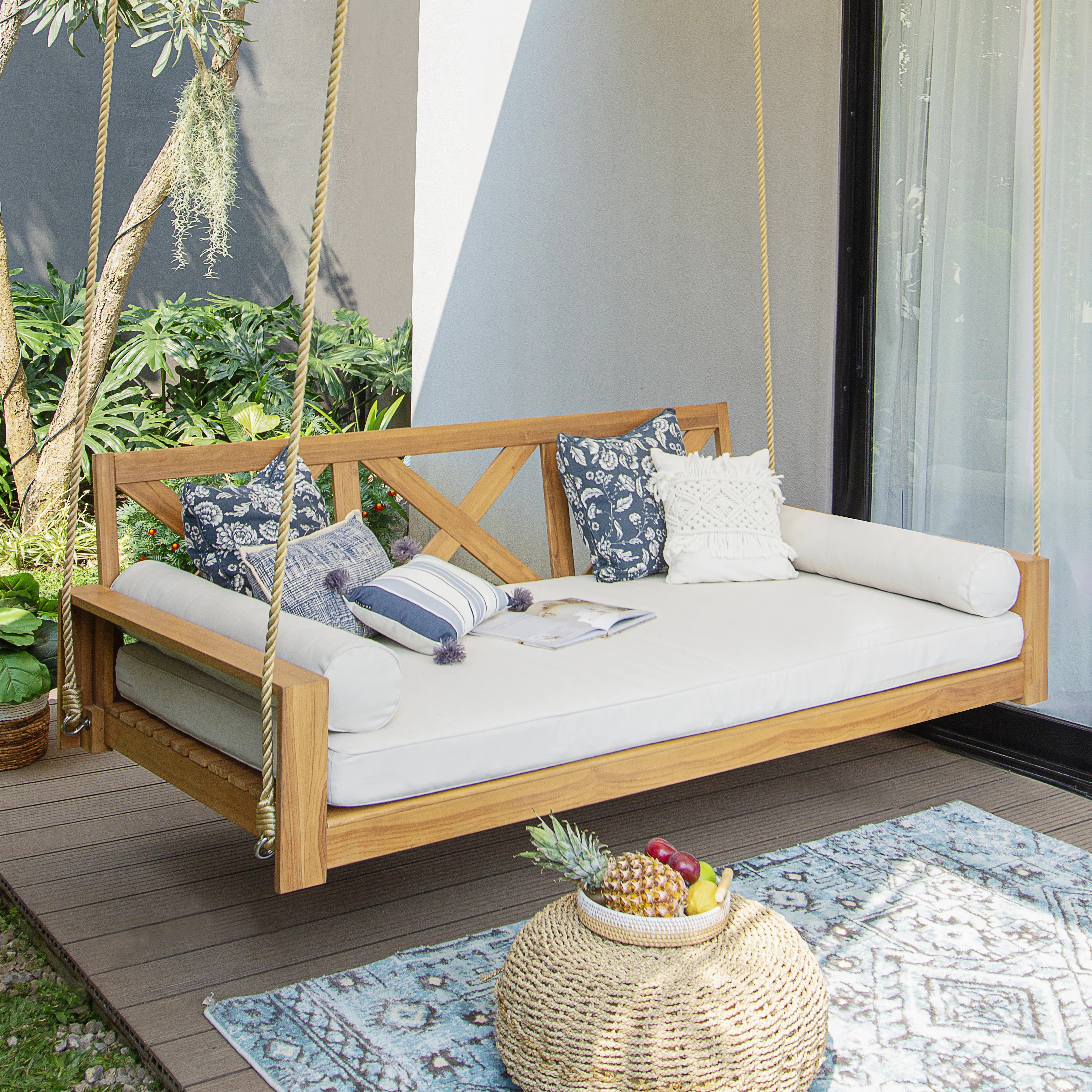 Peralta Teak Porch Swing Bed | Birch Lane