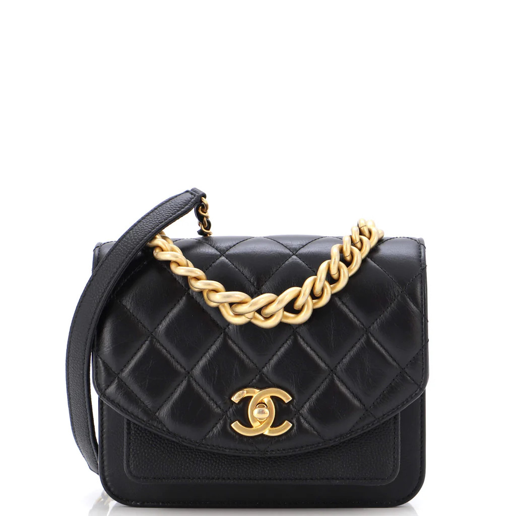 Chain Handle Flap Bag Quilted Calfskin with Caviar Mini | Rebag