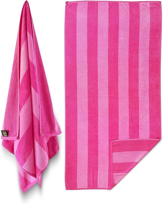 Maya Island-Extra Soft Beach Towel 30 x 60 inch (4 Pack) Two Tone Pink Cabana Stripe Hotel Pool R... | Amazon (US)
