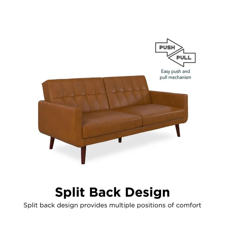 Better Homes & Gardens Nola Modern Futon, Camel Faux Leather - Walmart.com | Walmart (US)