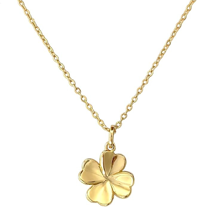 Four Leaf Clover Pendant Necklace for Women, 14K Gold Plated heart clover Necklace, Lucky Simple ... | Amazon (US)