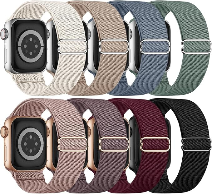 8 Pack Stretchy Solo Loop Band Compatible with Apple Watch Bands for Women Men 40mm 38mm 41mm 42m... | Amazon (US)