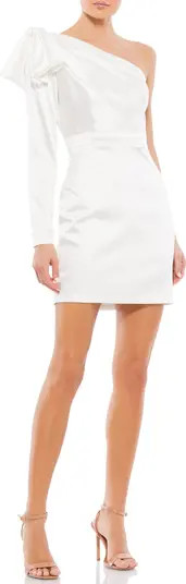 Mac Duggal One-Shoulder Long Sleeve Satin Cocktail Minidress | Nordstrom | Nordstrom