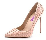 Jiu du Women's High Heel for Wedding Party Pumps Fashion Rivet Studded Stiletto Pointed Toe Dress Sh | Amazon (US)